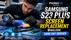 Smartphone screen repair expert at work